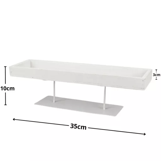 Dekorációs alap fém talpon fehér 35x10cm