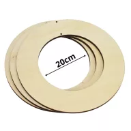 Natúr fa karika koszorú alap 20cm 3db/csomag – festéshez, decoupage technikához