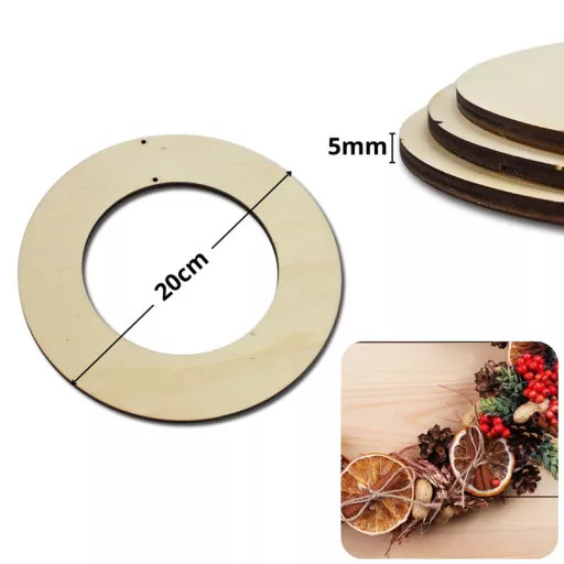 Natúr fa karika koszorú alap 20cm 3db/csomag – festéshez, decoupage technikához