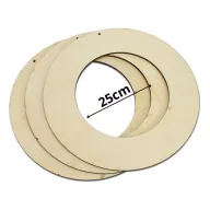 Natúr fa karika koszorú alap 25cm 3db/csomag – festéshez, decoupage technikához