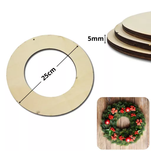 Natúr fa karika koszorú alap 25cm 3db/csomag – festéshez, decoupage technikához