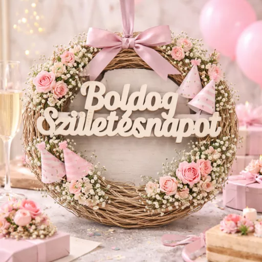 Natúr fa Boldog születésnapot felirat fehér 8db/csomag – festéshez, dekorációhoz