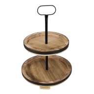 Két szintes kínáló tál fából barna 45cm – koszorúkészítéshez