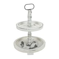 Kétszintes kínáló tál fából fehér 45cm – koszorúkészítéshez