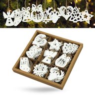 Dobozos karácsonyi díszek fehér 54db/dob – karácsonyfára, dekorációhoz