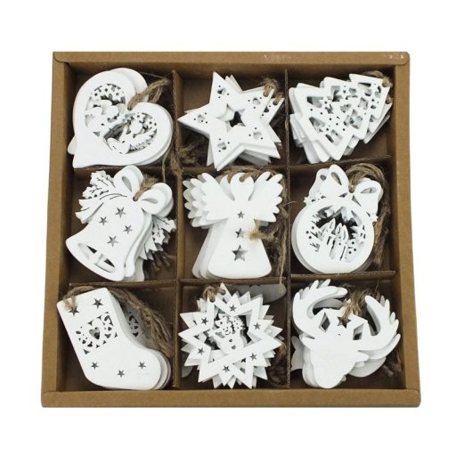 Dobozos karácsonyi díszek fehér 54db/dob – karácsonyfára, dekorációhoz