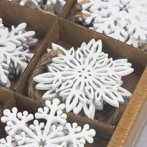 Dobozos karácsonyi fa hópihék fehér 54db/dob