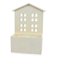 Házikós bélelt fa virágtartó fehér 24/#