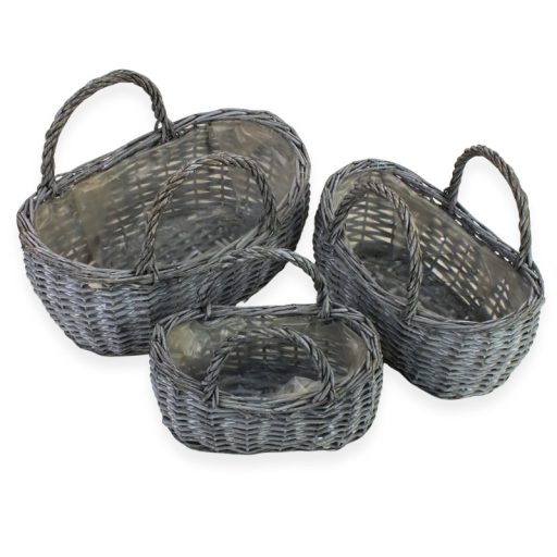 Fonott kosár szett szürke 3db/szett 18/#
