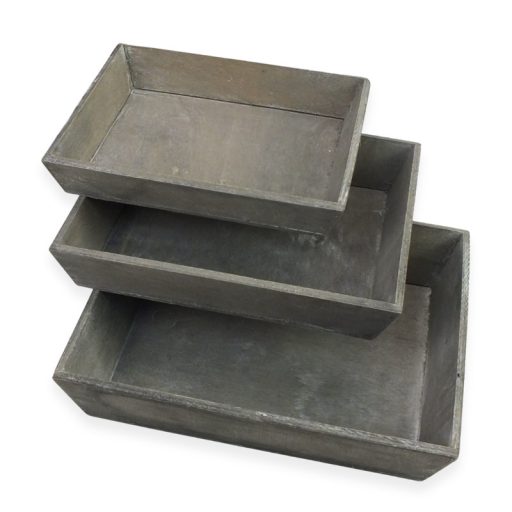 Antik szürke fa tálca szett 3db/szett 24-31/#