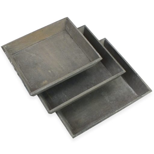 Antik szürke fa tálca szett 3db/szett 24-31/#
