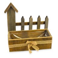 Kerítéses bélelt fa virágtartó barna 18-27/#