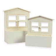  Ablakos bélelt fa virágtartó szett fehér 2db/szett 20/#