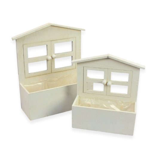  Ablakos bélelt fa virágtartó szett fehér 2db/szett 20/#