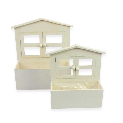  Ablakos bélelt fa virágtartó szett fehér 2db/szett 20/#