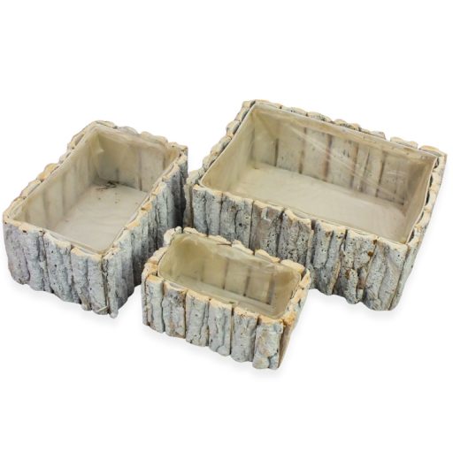  Fakéreg virágláda szett szögletes fehér 3db/szett 24/#