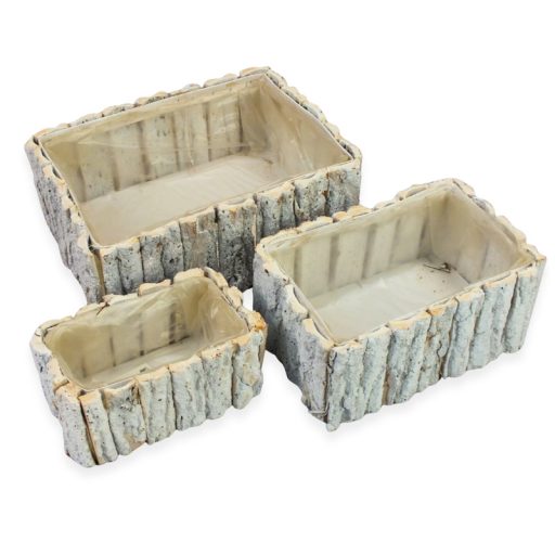  Fakéreg virágláda szett szögletes fehér 3db/szett 24/#