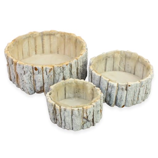  Fakéreg virágláda szett kerek fehér 3db/szett 7-30/#