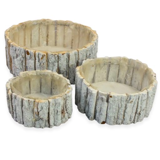  Fakéreg virágláda szett kerek fehér 3db/szett 7-30/#