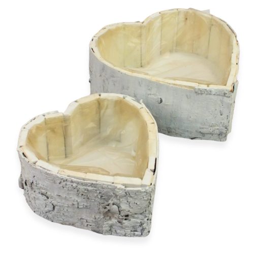 Fakéreg virágláda szett szív alakú fehér 2db/szett 30/#