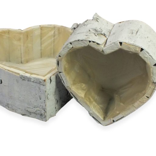 Fakéreg virágláda szett szív alakú fehér 2db/szett 30/#