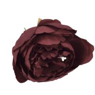 Beszúrós pünkösdi rózsa fej bordó 7cm – virágdekorációhoz, koszorúhoz