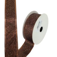 Karácsonyi szalag glitteres - csoki, drótos szegéllyel – karácsonyi dekorációhoz