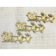 Natúr fa - Télapó rénszarvas szánnal 3db/csomag – koszorúhoz, asztaldíszhez