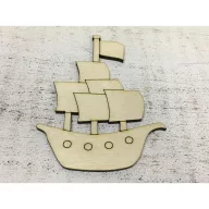 Natúr fa - Hajó 9,5cm – festéshez, dekorációhoz – Lézervágott fa termékek