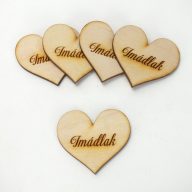 Natúr fa - Szív "Imádlak" 4cm 5db/cs – valentin napi dekorációhoz
