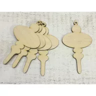 Natúr fa - Hosszúkás karácsonyfadísz  12cm 5db/csomag – koszorúhoz, asztaldíszhez