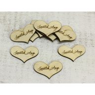 Natúr fa - "Szeretlek Anyu" gravírozott szív 10db/csomag – anyák napi dekorációhoz