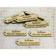 Natúr fa - "Kellemes Húsvéti ünnepeket!" hosszú scrapbook tábla 10db/csomag – húsvéti dekorációhoz