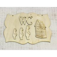 Natúr fa - "WC" tábla 19cm – festéshez, dekorációhoz