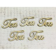 Natúr fa - "Tea" felirat 4,8cm 5db/csomag – festéshez, dekorációhoz