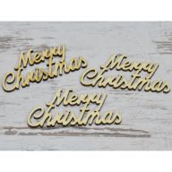 Natúr fa - "Merry Christmas" felirat 9,5cm 3db/csomag – koszorúhoz, asztaldíszhez