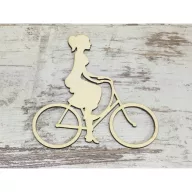 Natúr fa - Bicikliző lány 15cm – festéshez, dekorációhoz