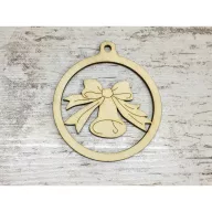 Natúr fa - Kerek dísz harang 9cm – karácsonyi dekorációhoz