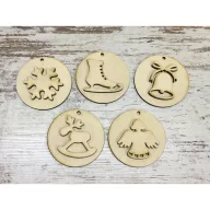 Natúr fa - Karácsonyi kör dísz szett 7cm 5db/csomag – karácsonyi dekorációhoz