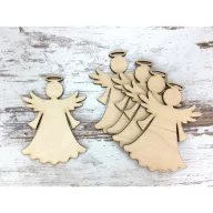 Natúr fa - Fodros ruhás angyalka 10cm 5db/csomag – karácsonyi dekorációhoz, koszorúhoz