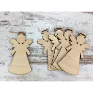 Natúr fa - Íves ruhás angyalka 10cm 5db/csomag – karácsonyi dekorációhoz, koszorúhoz