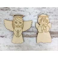 Natúr fa - Angyalkák 10cm 2db/csomag – karácsonyi dekorációhoz, koszorúhoz