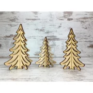 Natúr fa - 3D fenyő szett 3db/csomag – koszorúhoz, asztaldíszhez