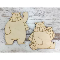 Natúr fa - Jegesmedvék sállal 10cm 2db/csomag – karácsonyi dekorációhoz