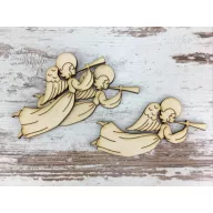Natúr fa - Trombitás angyal 10cm 3db/csomag – karácsonyi dekorációhoz, koszorúhoz