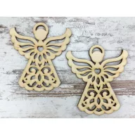 Natúr fa - Angyal csipkés 10cm 2db/csomag – karácsonyi dekorációhoz, koszorúhoz