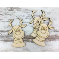 Natúr fa - Szarvas fej Rudolf 10cm 3db/csomag – koszorúhoz, asztaldíszhez