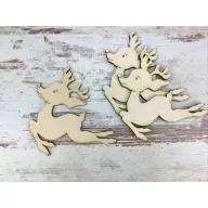 Natúr fa - Ugró szarvas rajzos 10cm 3db/csomag – koszorúhoz, asztaldíszhez