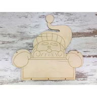 Natúr fa - Mikulás ajtódísz 30cm – karácsonyi dekorációhoz