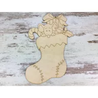 Natúr fa - Karácsonyi zokni ajándékokkal 23cm – karácsonyi dekorációhoz